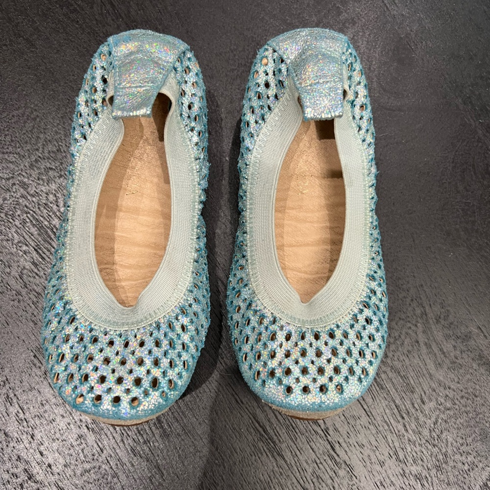 🩵💎Yosi Samra💎🩵Girls Blue Metallic Sammi Flats Size 11